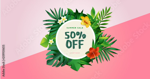 Summer sale. Vector illustration concept for mobile and web banner, poster, online shopping ads, social media and networking, marketing material.