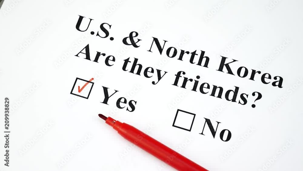 Concept of War Or Friendship And Nuclear Talks Deal Between United States of America or USA And North Korea Concept of War Or Friendship And Nuclear Talks Deal Between United States of America or USA And North Korea