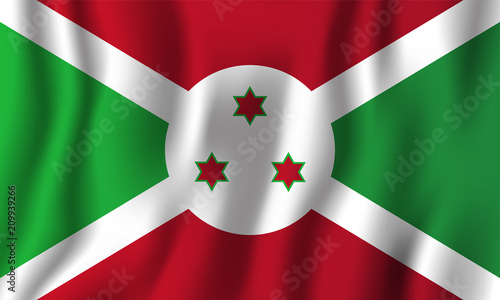 Burundi realistic waving flag vector illustration. National country background symbol. Independence day