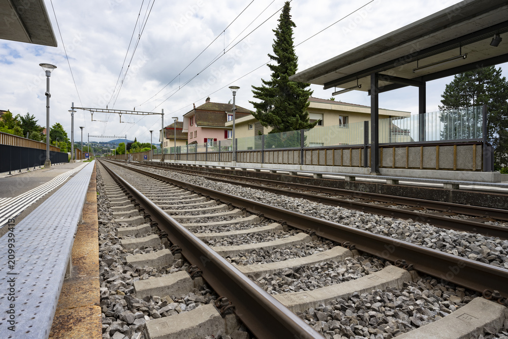 Train Tracks on a Swiss mainline outside of Lausanne