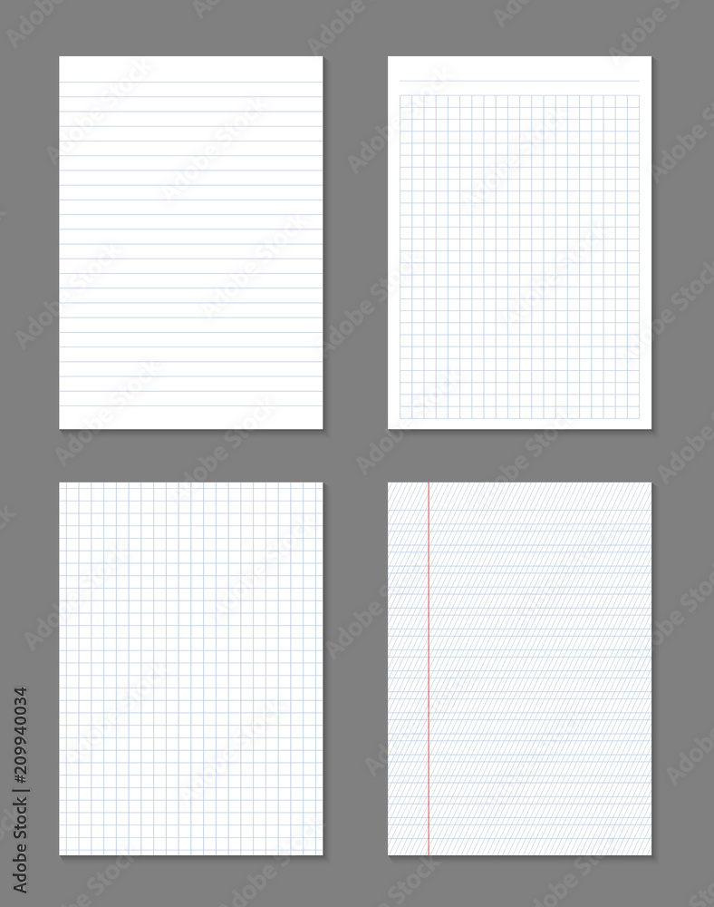 Creative vector illustration of realistic square, lined paper blank sheets set isolated on transparent background. Art design lines, grid page notebook with margin. Abstract concept graphic element Creative vector illustration of realistic square, lined paper blank sheets set isolated on transparent background. Art design lines, grid page notebook with margin. Abstract concept graphic element