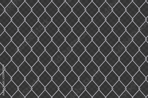 Creative vector illustration of chain link fence wire mesh steel metal isolated on transparent background. Art design gate made. Prison barrier, secured property. Abstract concept graphic element
