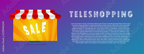 Teleshopping. Vector illustration. Flat. Gradient.