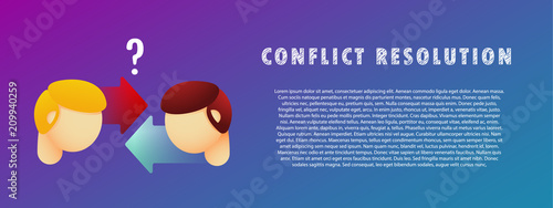 Conflict resolution. Vector illustration. Flat. Gradient.