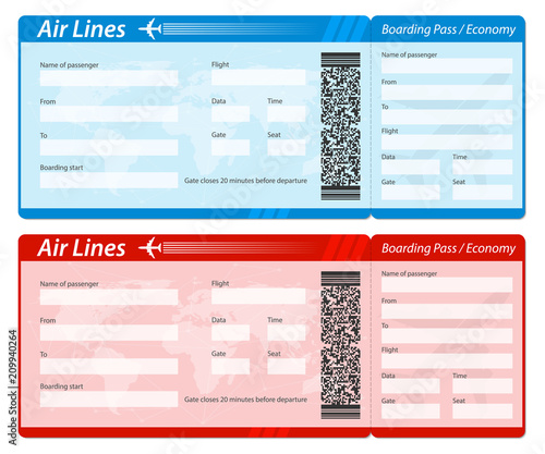 Creative vector illustration of airline boarding pass ticket isolated on transparent background. Art design for traveling by plane. Abstract concept graphic barcode QR2 code element.