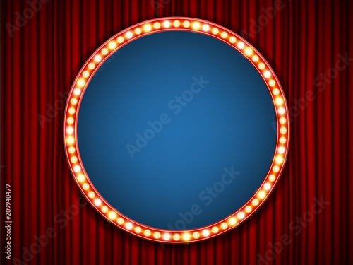 Creative vector illustration of retro light bulb frame set isolated on transparent background. Art design shiny banner decoration curtains. Abstract concept graphic theatre billboard element
