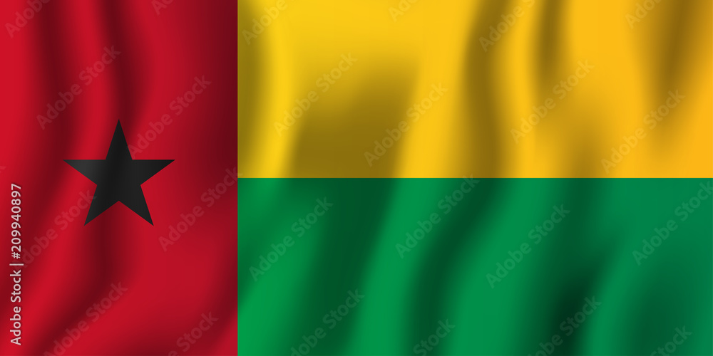 Guinea-Bissau realistic waving flag vector illustration. National country background symbol. Independence day