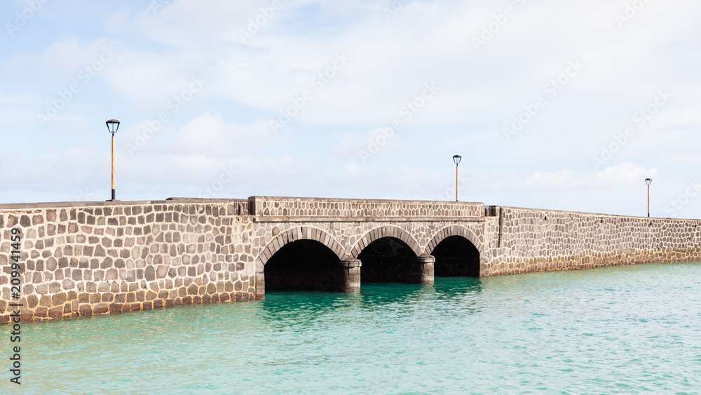 Arrecife Bridge.  A stone bridge in the port city of Arrecife on the Spanish island of Lanzarote.