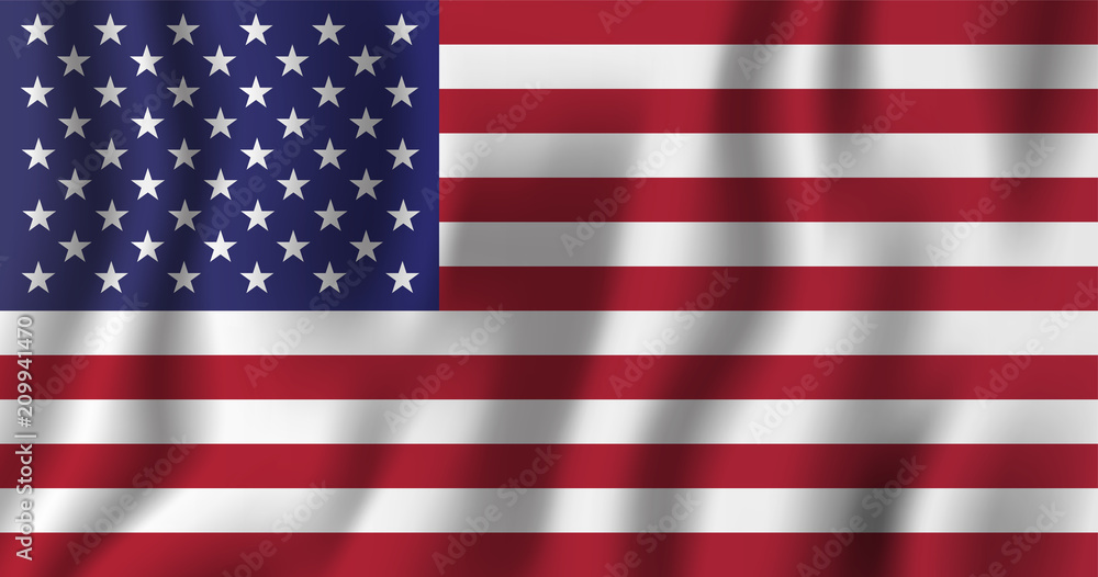 Fototapeta premium USA realistic waving flag vector illustration. National country background symbol. Independence day