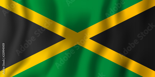 Jamaica realistic waving flag vector illustration. National country background symbol. Independence day