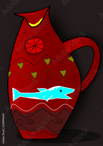 Jarra decorada del antiguo mediterráneo