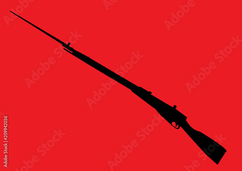 Mosin Nagant on the red background vector pattern