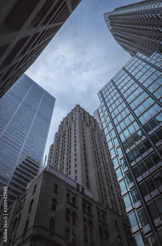 Walls of Skyscrapers in the Financial District of   Downtown Toronto