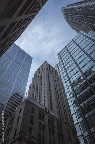 Walls of Skyscrapers in the Financial District of   Downtown Toronto