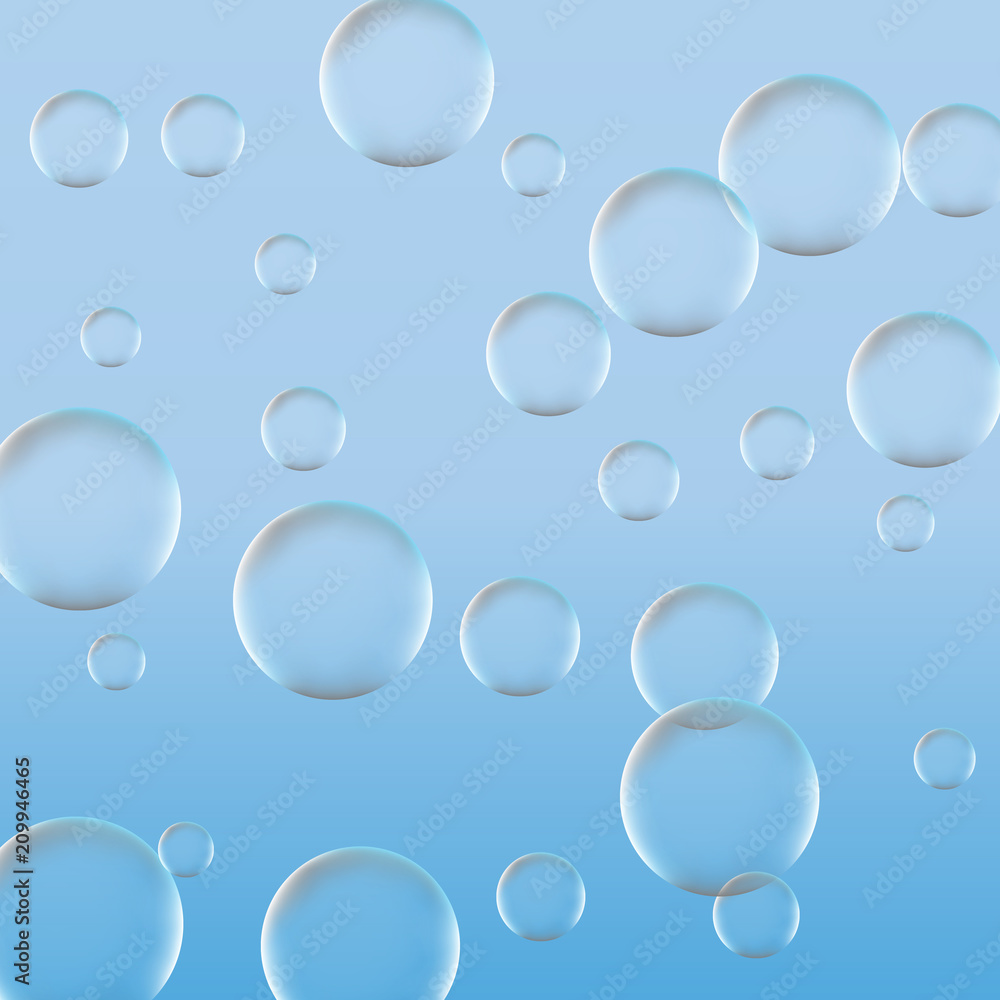 Bubbles background. Vector illustration bubbles on blue background