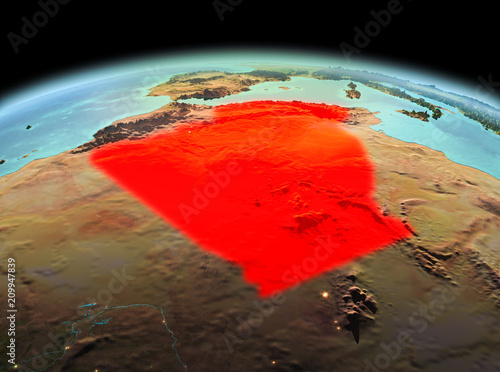 Algeria on planet Earth in space