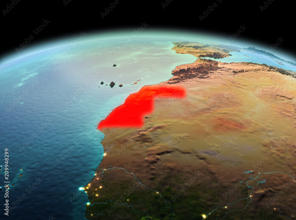 Fototapeta premium Western Sahara on planet Earth in space