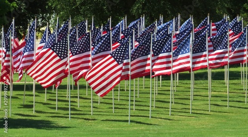 United States flag flying on a summer day in a display of patriotism 