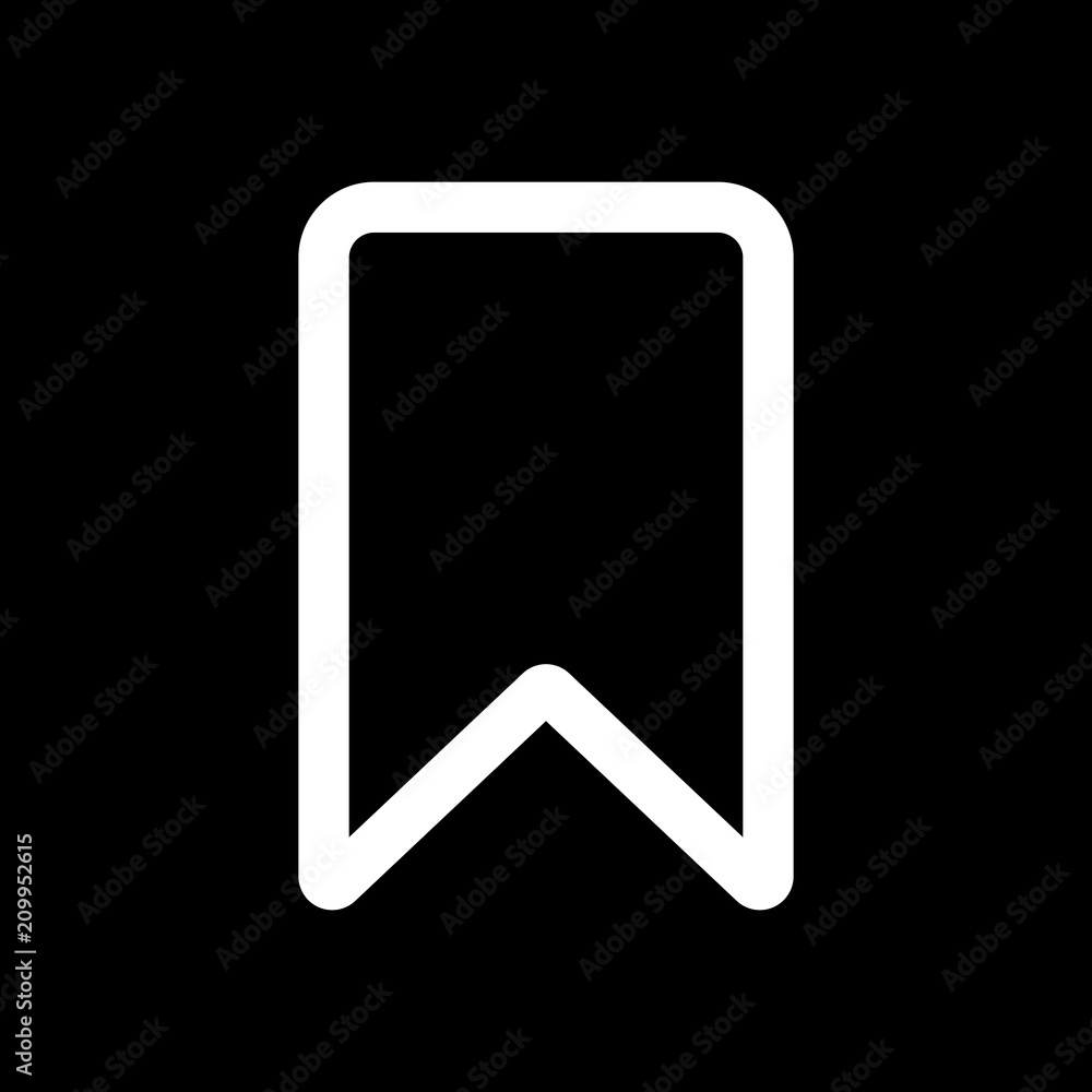simple outline bookmark. White icon on black background. Inversi simple outline bookmark. White icon on black background. Inversi