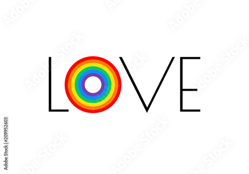 Pride rainbow flag love parade concept - love typography with pride rainbow - vector illustration for pride month