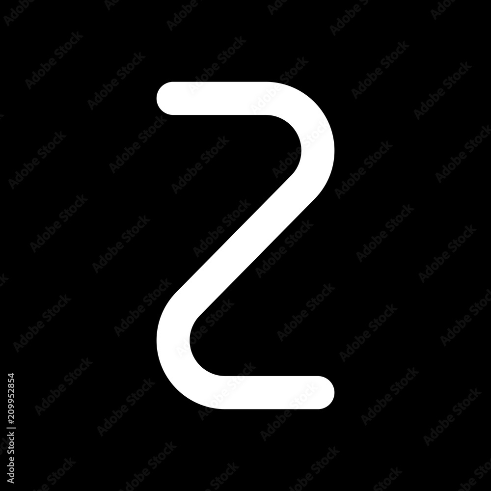 Number two, numeral, simple letter. White icon on black backgrou Number two, numeral, simple letter. White icon on black backgrou