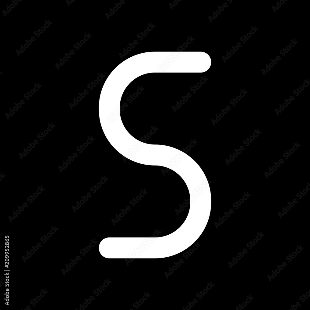 Number five, numeral, simple letter. White icon on black backgro Number five, numeral, simple letter. White icon on black backgro