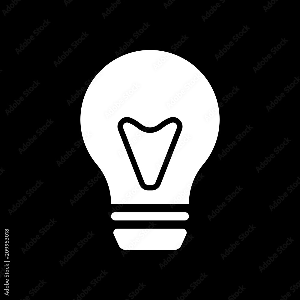 bulb, simple icon. White icon on black background. Inversion bulb, simple icon. White icon on black background. Inversion