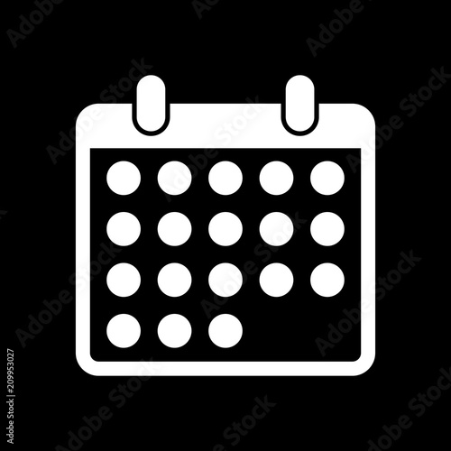 Simple Calendar Icon White Icon On Black Background Inversion Stock Vector Adobe Stock Simple Calendar Icon White Icon On Black Background Inversion Stock Vector Adobe Stock