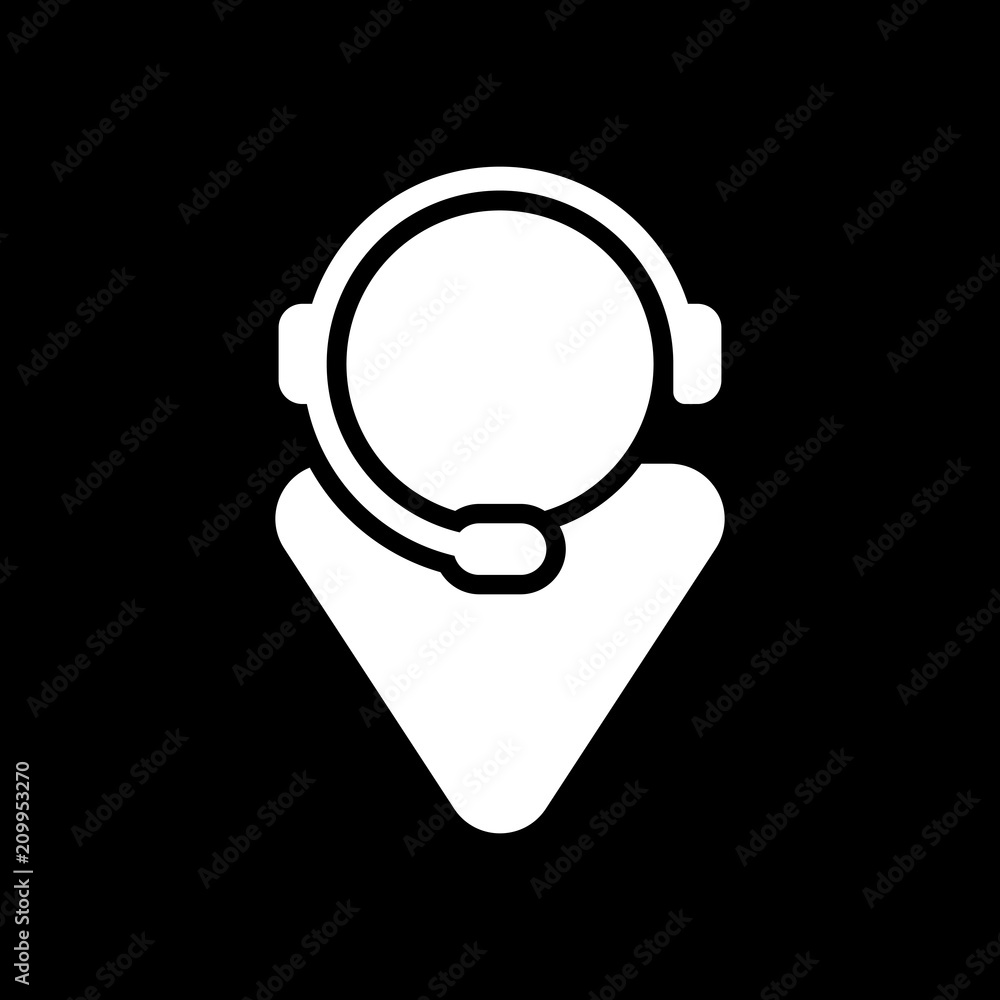 customer service. support service. simple icon. White icon on bl customer service. support service. simple icon. White icon on bl