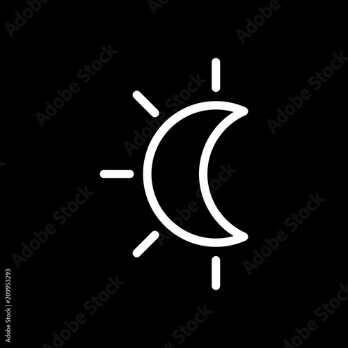 Eclipse. Simple linear icon with thin outline. White icon on bla