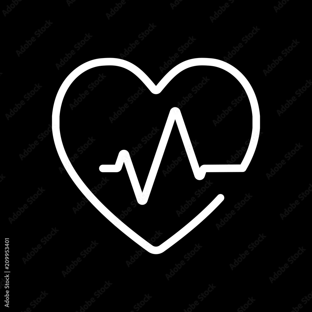 Heart and pulse line. One line style. Linear icon with thin outl Heart and pulse line. One line style. Linear icon with thin outl
