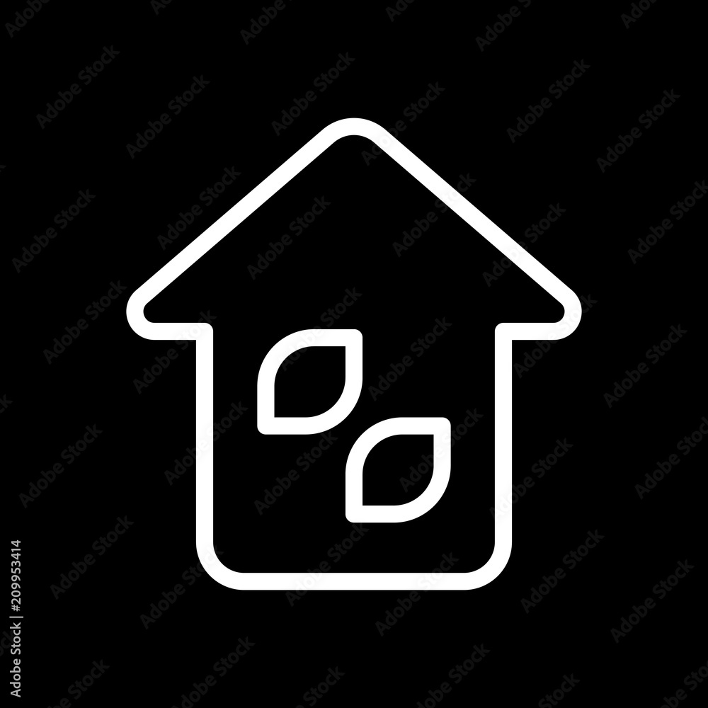 Simple house icon. Linear icon with thin outline. White icon on Simple house icon. Linear icon with thin outline. White icon on