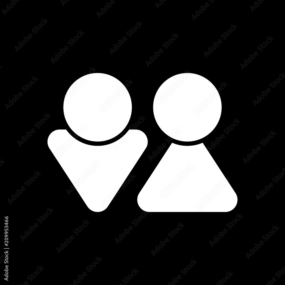 Set of male and female symbols. Simple icon. White icon on black Set of male and female symbols. Simple icon. White icon on black