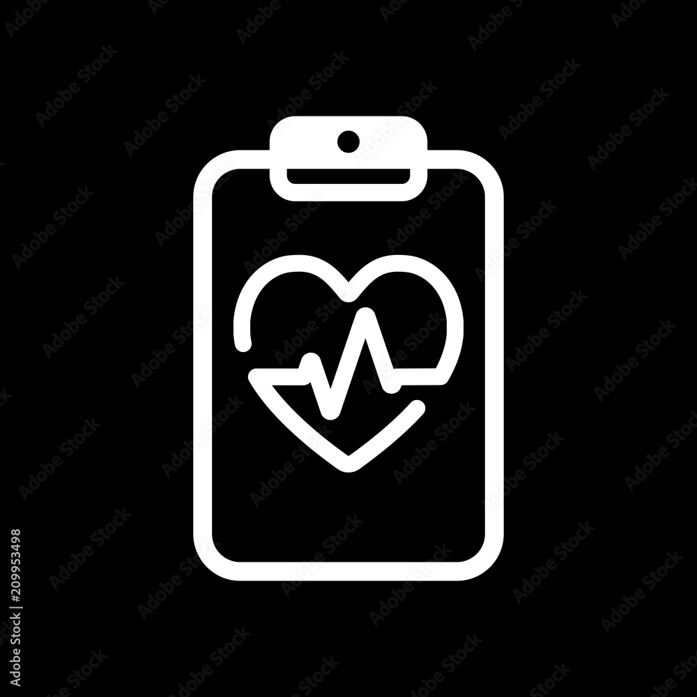 Medical clipboard. Tablet, paper, heart and pulse line. Cardiolo Medical clipboard. Tablet, paper, heart and pulse line. Cardiolo