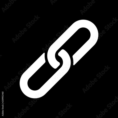 Link icon. Hyperlink chain symbol. Simple icon. White icon on bl