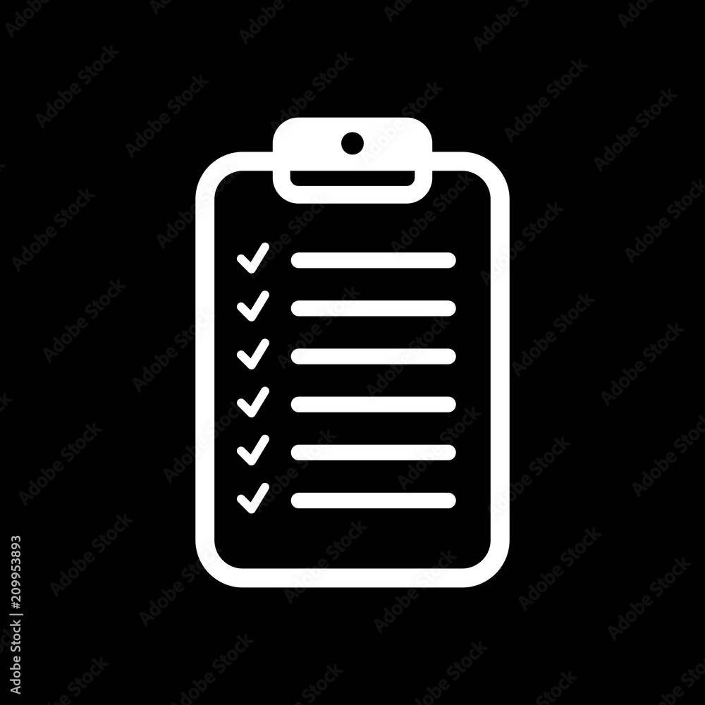 Tablet and paper, checklist with check marks. Linear, thin outli Tablet and paper, checklist with check marks. Linear, thin outli