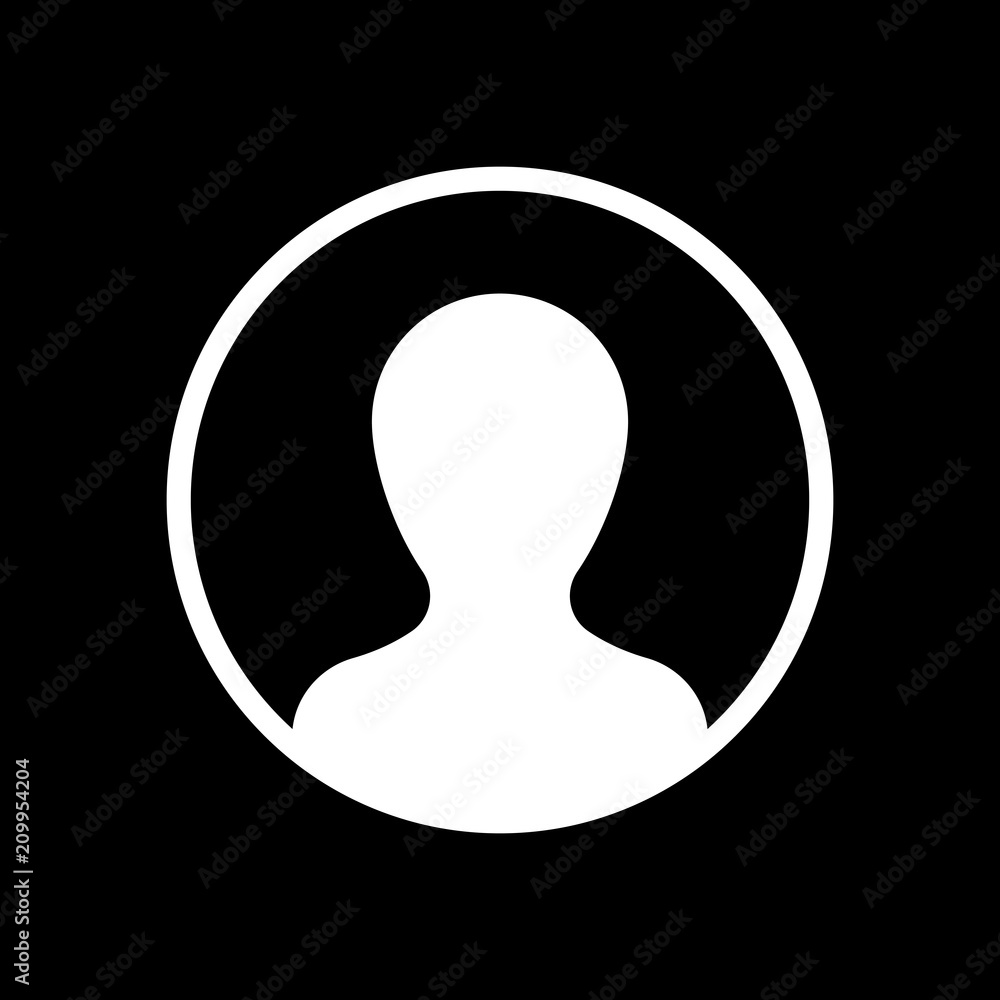 Profile, person in circle. White icon on black background. Inver Stock  Vector | Adobe Stock