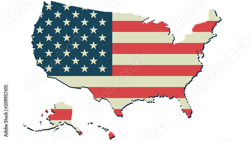 united state america flag map background vector print