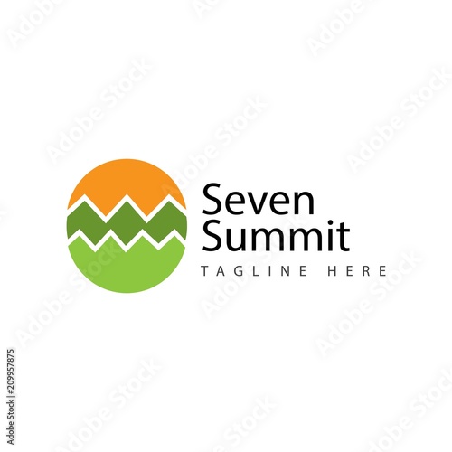 Seven Summit Logo Vector Template Design Illustration