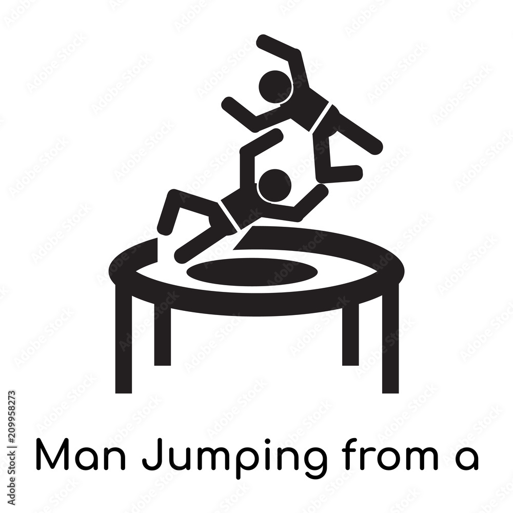 Man Jumping from a trampoline icon vector sign and symbol isolated on white  background, Man Jumping from a trampoline logo concept Stock Vector | Adobe  Stock