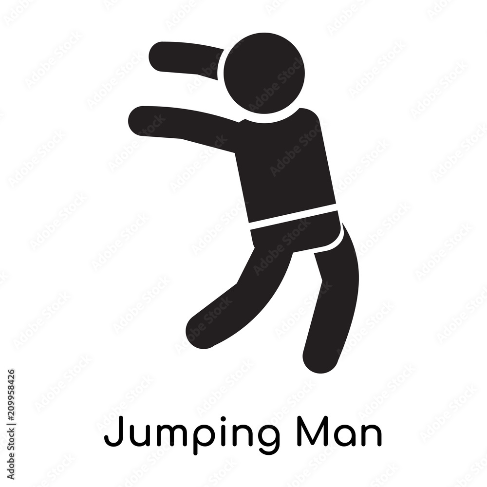 Jumping Man icon vector sign and symbol isolated on white background, Jumping Man logo concept Jumping Man icon vector sign and symbol isolated on white background, Jumping Man logo concept