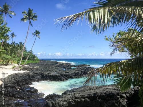 Beautiful tropical Samoan beach landscape at Lefaga, Matautu, Upolu Island, Samoa, South Pacific photo