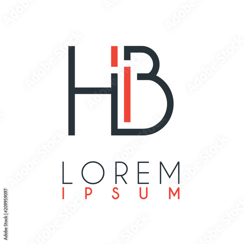 The logo between the letter H and letter B or HB with a certain distance and connected by orange and gray color