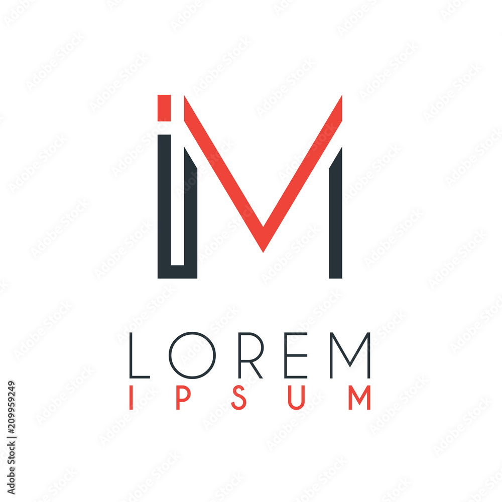 The logo between the letter I and letter M or IM with a certain distance and connected by orange and gray color The logo between the letter I and letter M or IM with a certain distance and connected by orange and gray color