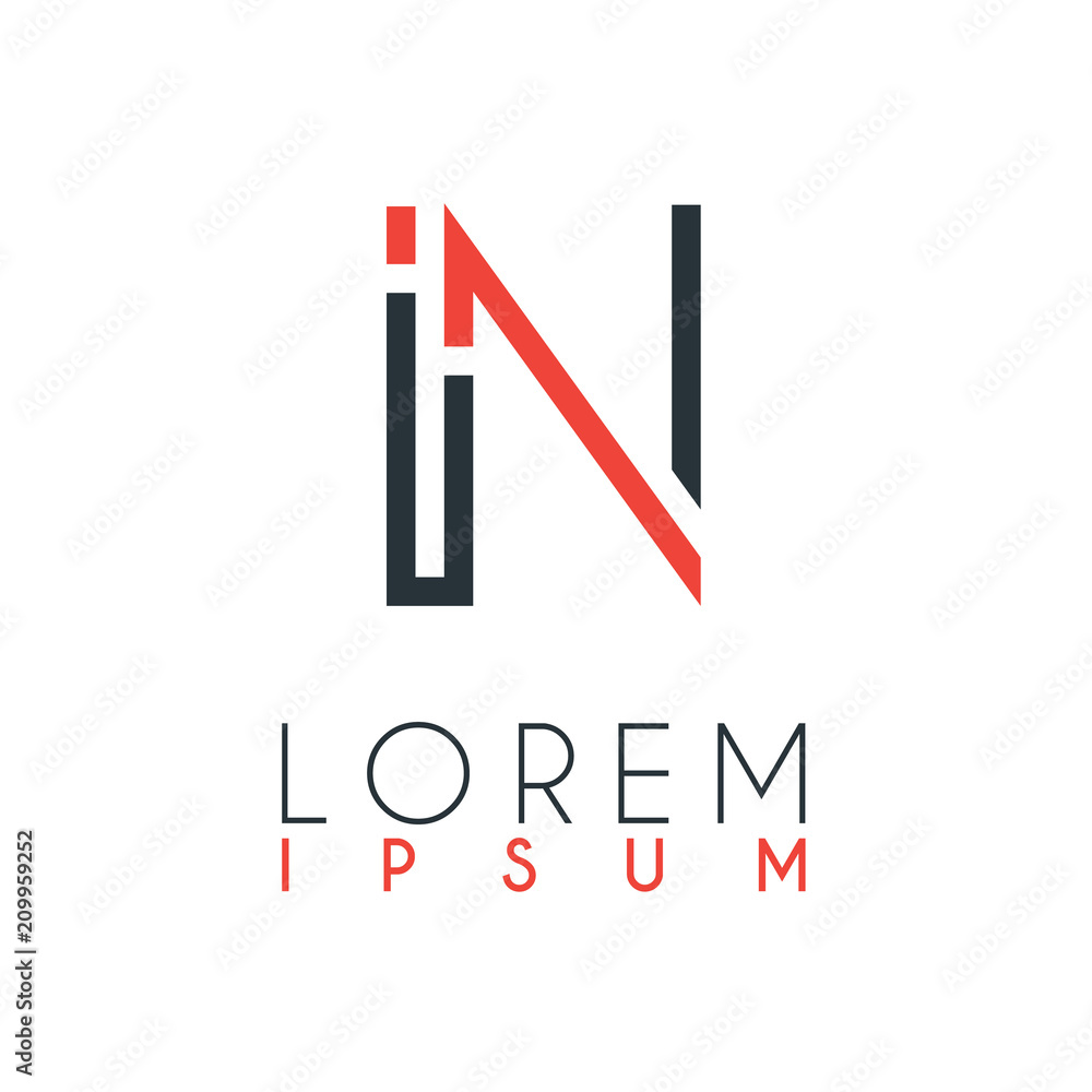 The logo between the letter I and letter N or IN with a certain distance and connected by orange and gray color The logo between the letter I and letter N or IN with a certain distance and connected by orange and gray color