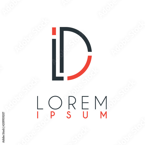 The logo between the letter I and letter D or ID with a certain distance and connected by orange and gray color