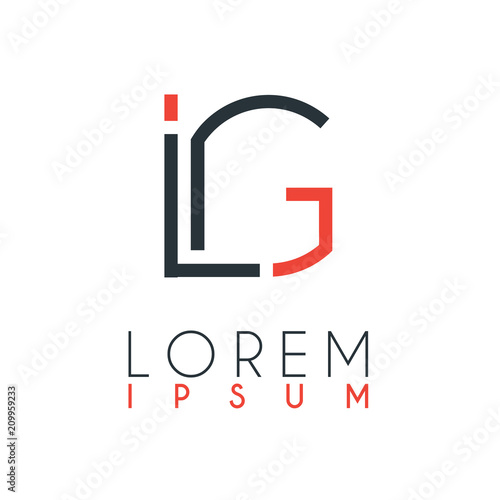 The logo between the letter I and letter G or IG with a certain distance and connected by orange and gray color