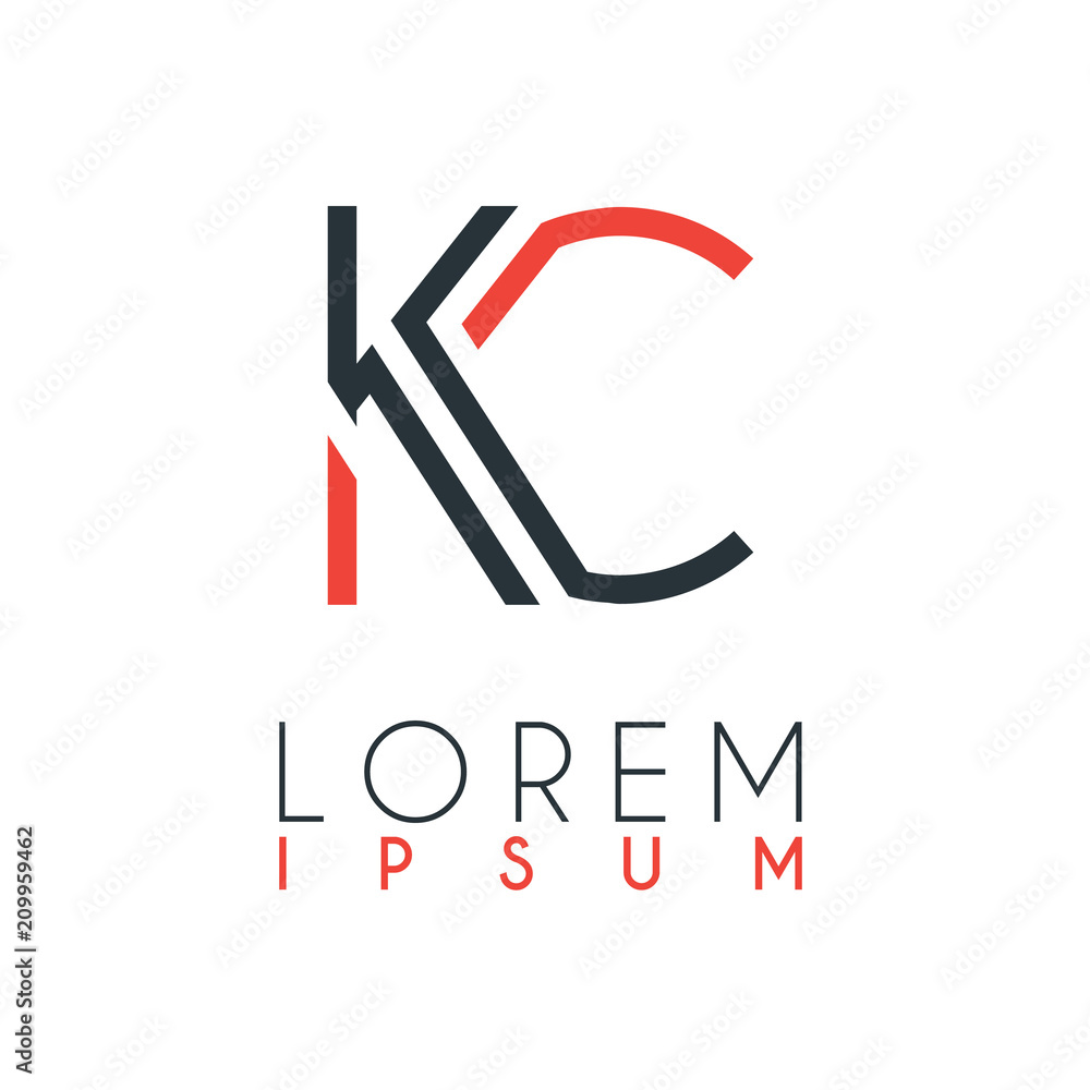 The logo between the letter K and letter C or KC with a certain distance and connected by orange and gray color The logo between the letter K and letter C or KC with a certain distance and connected by orange and gray color