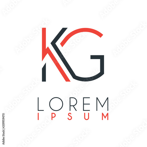 The logo between the letter K and letter G or KG with a certain distance and connected by orange and gray color