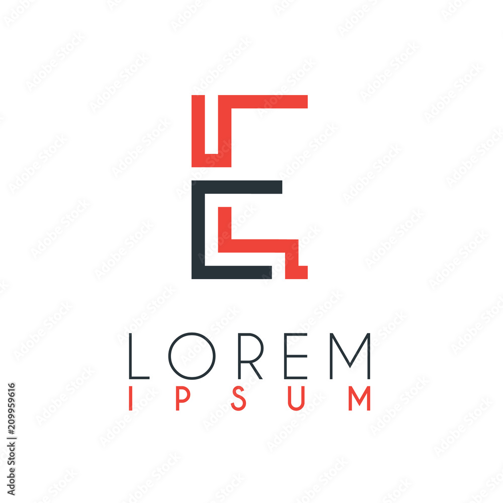 The logo between the letter L and letter E or LE with a certain distance and connected by orange and gray color The logo between the letter L and letter E or LE with a certain distance and connected by orange and gray color